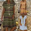 Casual Jurken Vintage Boho Print Dames Korte Mouw A-lijn Zonnejurk Zacht Polyester Getailleerde Jurk Strandfeest Vestidos