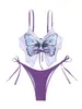 Женский купальник, женский комплект бикини Fairy Grunge Butterfly, сексуальный разделенный бюстгальтер без рукавов с завязками на низкой талии, короткие шорты, купальники