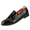 Chaussures nouvelles luxe fashionn point de crocodile pointu de crocodile de moine moule masse mocts décontractés chaussures de robe formelle sapatos tenis masculino
