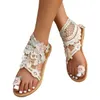 Trendy Summer Sandals Lace Flower Flatsole Flip Flops For Women Shoes Beach Sandles Heels 240228