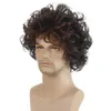 Synthetic Wigs Cosplay Wigs Mens Short Brown Wig Synthetic Hair Smooth Natural Pixie Cut Toupee Curly Heat Resistant Wigs For Male Men 240328 240327