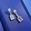 Boucles d'oreilles pendantes en argent 2024 S925 4ct, taille pagode rectangulaire 8 10, diamant à haute teneur en carbone, luxe léger européen et américain