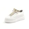 Casual Shoes Silk Thick Soled Small White For Women 2024 Summer Thin Lace-up Increase Spanish Canvas Platform Single