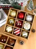 Décorations de Noël Boules décoratives en verre peint Accessoires d'arbre suspendus ronds 9 en boîte 8CM