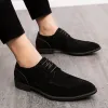 Suede Men Shoes Coffee Black Breathable Lace-up Casual Shoes Oxfords Flock Handmade Dress Shoes