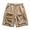 Shorts masculinos verão oversize algodão homens multifuncional bolso calças casuais moda coreano streetwear alta qualidade calças curtas masculino