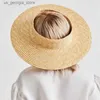 Brede Rand Hoeden Emmer Hoeden Zomer Lege Top Ronde Zonnehoeden voor Dames Elegante Brede Bruine StrandStr Hoed Casual Panamahoed Uv-beschermende Hoed Sombrero Y240319