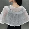 Damesblouse ijszijde holle gebreide sjaal zomer airconditioning nekbescherming trui cape parel zonnebrandcrème kleding R73 240314