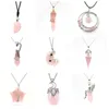 Pendant Necklaces FYSL Many Style Rose Pink Quartz Crescent Moon Link Chain Necklace Star Love Heart Tree Of Life Jewelry