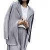 Miyake – ensemble 2 pièces pour femmes, chemise ample à manches longues et pantalon droit, Style décontracté, grande taille, 2023