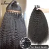 Extensões de cabelo microlink yaki em linha reta i ponta cabelo humano virgem micro laço anel cabelo 1024 polegadas kinky cabelo reto para mulher