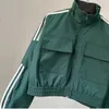 Yozou yeşil mavi siyah kırmızı kargo kısa ceketleri kadın spor rüzgar kırıcı bombardıman beyzbol ceket cepli dış giyim 240315