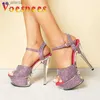 Dress Shoes 15CM High-heel Shoe Womens New Transparent Wedding Fashion Platform Summer Models Pumps Super Sexy Sequined Sandals H240325