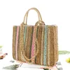Kolorowa papierowa lina słomka torba na ramię przenośna tkanina torebka mody plażowa 240307