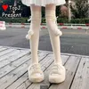 Women Socks Women's Lolita Y2k Punk Gothic Harajuk Girls JK Medium Milk White Long Tube Ball Knee Length Set Warmers Cover