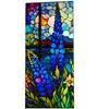 Autocollants de fenêtre fleurs colorées autocollant mural film statique s'accrochent pour porte d'intimité décorative vitrail verre vintage