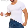 Men's Tank Tops Mens Body Shaper Compression Tank Tops V-Neck Short Sleeved Slimming Undershirt Workout Abs Abdomen Tummy Control Shapewear L240319
