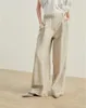 Calças femininas b/c marca italiana 2024 moda de luxo conforto baggy perna larga casual algodão linho comprimento reto coxa-qualidade calças