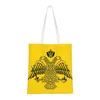 Boodschappentassen Leuke Byzantijnse keizerlijke vlag met print van de Grieks-orthodoxe kerken Tote Bag Duurzame canvas schoudertas Shopper