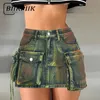 BIIKPIIK Women Asymmetrical Pockets Denim Skirts Sexy Fashion High Waist Skirts Female Clubwear Concise Y2K All-match Outfits 240314