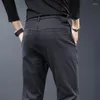 Men's Pants 2024 Autumn Winter Classic Work Stretch Men Cotton Business Slim Fit Grey Black Korea Thick Casual Cargo Trousers Male