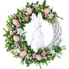 Dekorativa blommor Easter Garland Wreath Hanging Ornament Festival Decoration 2024 Happy 25cm Diameter