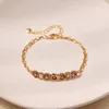 Bracelets à maillons Bracelet de luxe en zircon coloré pour femmes plaqué cuivre or 18 carats chaîne de boîte en métal étanche mode bijoux personnalisés