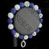 Brin exquis bleu et blanc strass perles métal Figure 1920 pendentif Bracelet sororité femmes bijoux Braceletbijoux