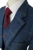 Abiti da uomo Abito da uomo Blu 3 pezzi Blazer scozzesi Retro Tailor Made Slim Fit Banchetto di nozze Tuxedo da lavoro Set Giacca Gilet con pantaloni