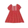 Vestidos de menina coreano verão babys vestido algodão renda bolha manga curta infantil gola quadrada floral impresso criança