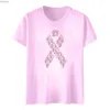 Camiseta feminina para prevenção do câncer de mama estampa feminina camiseta peito anti câncer gola redonda camisetas gráficas manga curta camisetas de mujerC24319