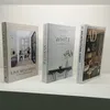 Juego de 3 unidades de decoración de libros falsos, simulación de decoración del hogar, regalos, adornos de lujo a la moda, caja de libro suave para estudio, modelo 240314