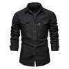 Men's Casual Shirts 2024 Spring Denim Shirt Men Long Sleeve Quality Slim Fit Streetwear Mens Designer Clothing Cowboy For