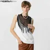 Tops de débardeur masculine 2023 American Style Mens Tricoted Mesh Hollow Tassel Design Giest Streetwear Party Cold