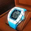 Richa Luxury mens Mechanics Watch transparent men's watch with automatic hollow out barrel