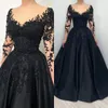 Ligne étonnant une illusion gothique à manches longues robes boho robes nues paillettes appliques dentelle country robe de mariée noire Bridl lce ppliques blck