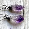 Dangle Earrings ER42109 Amethyst Crystal Purple Boho Gunblack Gunmetal Plated Free Form
