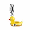 Bangle Hot 100% 925 Sterling Silver Enamel Flamingo Small Yellow Duck Beaded Charm Style Fit Original JIUHAO Charms Jewelry Making Bracelets 240319