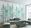 Wallpapers personalizado casa decorativa 3d auto adesivo moderno moda hortelã verde fresco madeiras tv fundo murais à prova d'água