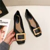 Laarzen platschoenen dames 2022 lente herfst nieuwe vierkante teen Koreaanse stijl ondiepe mond schep schoenen vrouwen super groot formaat 42 43 44