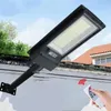 300W 600W Solar Street Light Radar Sensor integrado luzes solares Luz de parede de jardim ao ar livre com controle remoto e poste LL