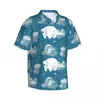 Мужские повседневные рубашки, синяя пляжная рубашка с скандинавскими животными, милый белый медведь, гавайский мужчина, модные блузки с коротким рукавом, уличная одежда Y2K