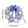 Couronne de noël en saule bleu, fleurs décoratives, décoration de porte d'entrée, assiette en porcelaine blanche de 15 pouces, décor de couronne de ferme