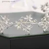 Tiaras Crystal Flower Prom Bridal Hair Band Silevery Headwear Wedding Tiara pannband Leaf Pearl Bride Headpiece For Women Hair Jewelry Y240319