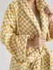 Oreiller doux et confortable rétro damier Plaid peignoir femmes coton Robe Homewear Sauna microfibre Spa haut peignoirs ensemble