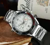 Omeg pełny kalendarz funkcji pięć szwów luksusowe zegarki męskie wszystkie wykładowe kwarcowe zegarek Top luksusowy marka chronograph zegar stalowy pasek mody Akcesoria 124