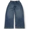 JNCO Streetwear Jeans a gamba larga Uomo Y2K Hip Hop Harajuku Aquila Ricamato Pantaloni in denim casual retrò Pantaloni larghi a vita alta 240318