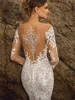 Neueste Illusion Brautkleid Meerjungfrau Spitze Tiefem V-ausschnitt Volle Ärmel Kapelle Zug Plus Größe Braut Kleid 2024 Vestidos De Novia Mariage