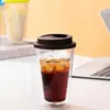 Bicchiere da vino isolato Tazza da viaggio Bicchiere da caffè portatile in vetro con coperchio in silicone per bevande tè e latte