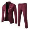 Heren Trouwpak Voor Bruidegom Man Stalman 2023 Pure Kleur Elegante Blazer Broek Set Slanke Mannen Formele Kleding Kleding 240307